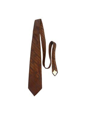 Prince Consort Golden Clasp Vintage Brown Geometric Necktie Wide Tie 3.25 Inch
